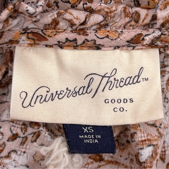 XS Universal Thread Boho Ruffle Long Sleeve Peasant Blouse Top Brick Red Orange - Picture 12 of 13